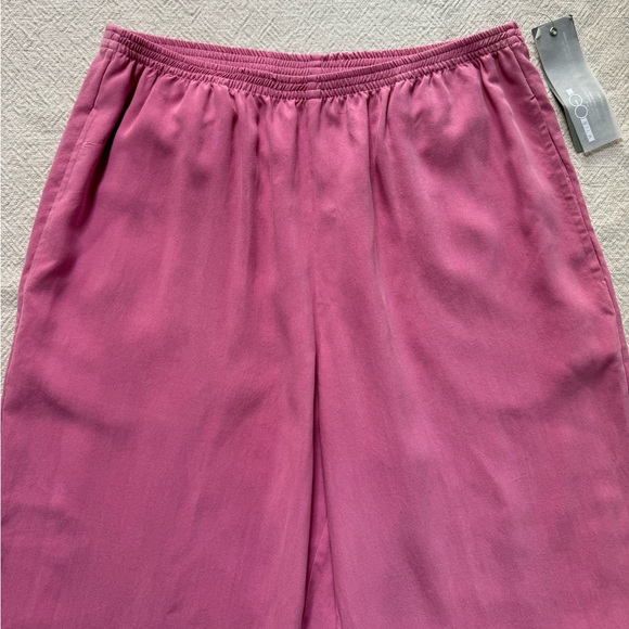 NEW GO Silk Charmeuse Watermelon Pink Button‎ Front Shirt & Pants Set M - Picture 11 of 13